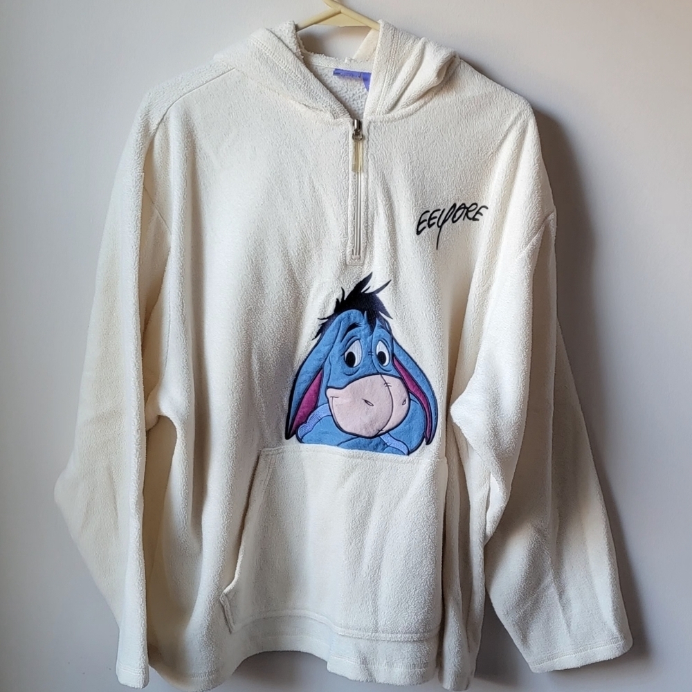 Vintage 90s Disney Cream Fleece Hoodie, Size XL